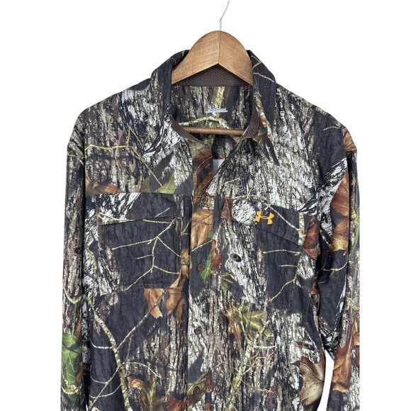 Under Armour Mens Long Sleeve Camo Button-Up Shirt Hunting Outdoor Size L - Picture 3 of 11